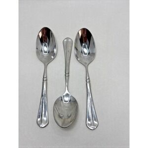 Set Of 3 Mikasa French Countryside Glossy Stainless Steel Flatware Spoons 6 3/8"